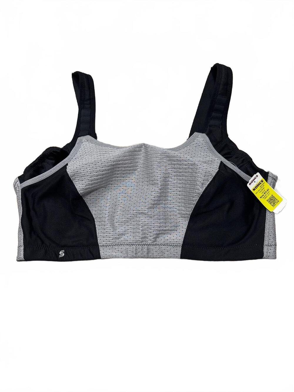 Glamorise Sport Black and Gray Supportive Sports Bra 42D